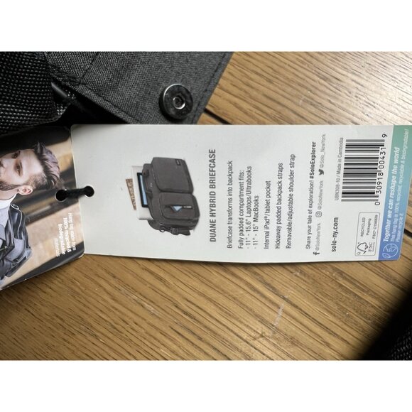 Solo‎ New York Duane Hybrid Briefcase Backpack for 15.6" Laptop Gray NWT - Picture 9 of 11